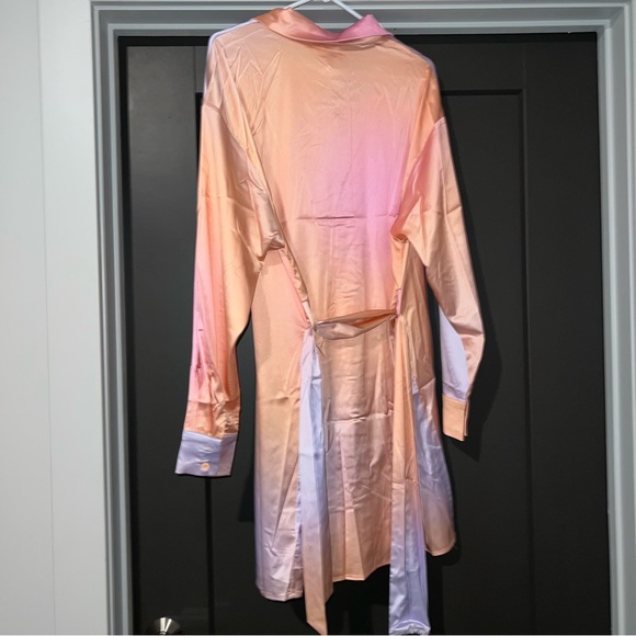 Princess Polly Long Sleeve Pink Sunset Tie Up Mini Dress - Picture 4 of 8